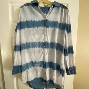 Chicos Tie Dye Striped Shirt